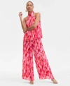 Inc International Concepts Womens Printed Pleated Chiffon Halter Top High Rise Printed Chiffon Wide Leg Pants Exclusively At Ma In Vera Bouqu