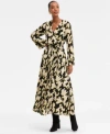Inc International Concepts Womens Printed Surplice Neck Maxi Dress Macys Exclusive P Xs Xxl In Multi