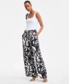 Inc International Concepts Womens Printed Wide Leg Pants P Xs 3x Exclusively At Macys In Black