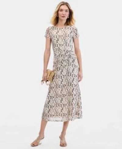 Inc International Concepts Womens Short Sleeve Mesh Midi Dress Macys Exclusive In Animal Print