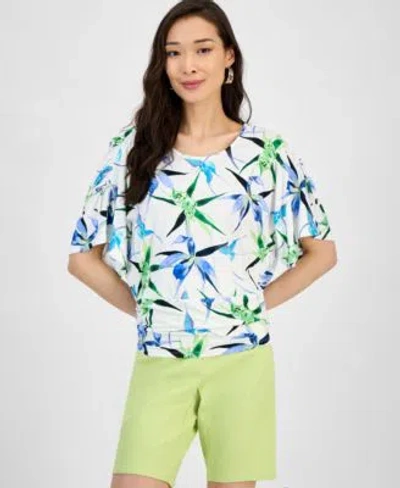 Inc International Concepts Womens Side Tie Animal Print Top P Xs Xxl Exclusively At Macys In Green
