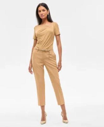 Inc International Concepts Womens Slim Cropped Trousers 0p 18 Exclusively At Macys In Brown