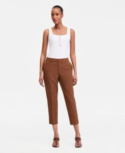 Inc International Concepts Womens Slim Cropped Trousers 0p 18 Exclusively At Macys In Warm Toffee