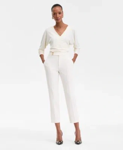 Inc International Concepts Womens Straight Leg Cropped Pants 0 16p Exclusively At Macys In Brown