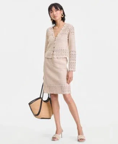 Inc International Concepts Womens Studded Cotton Crochet Cardigan Skirt Macys Exclusive In Multi