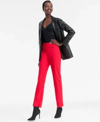 Inc International Concepts Womens Tummy Control Pull On Straight Leg Pants 0 28w Created For Macys In Red