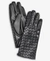 Inc International Concepts Woven Stitch Gloves, Macy's Exclusive In Black