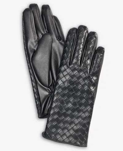 Inc International Concepts Woven Stitch Gloves, Macy's Exclusive In Black