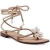 Inc Jerzi Womens Rope Embellished Flat Sandals In Animal Print