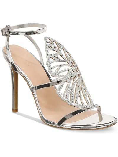 Inc Kaip Womens Rhinestone Whimsical Shimmer Ankle Strap In Silver
