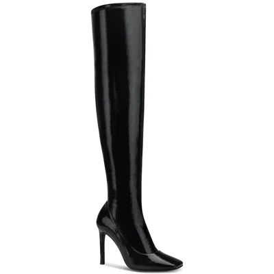 Inc Keenah Womens Patent Square Toe Thigh-high Boots In Black