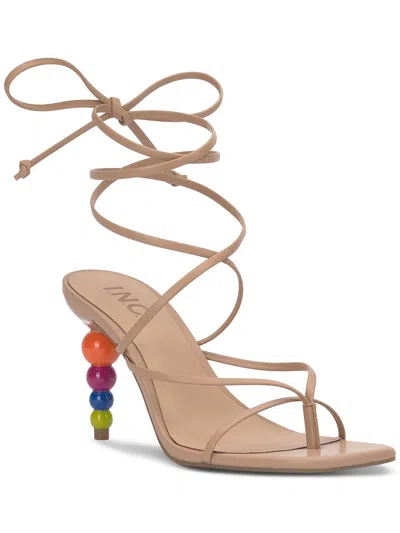 Inc Lellina Womens Faux Leather Strappy Heels In Beige