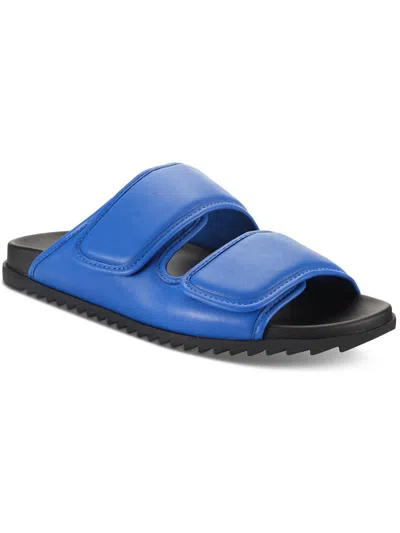 Inc Levine Womens Adjustable Faux Leather Slide Sandals In Blue