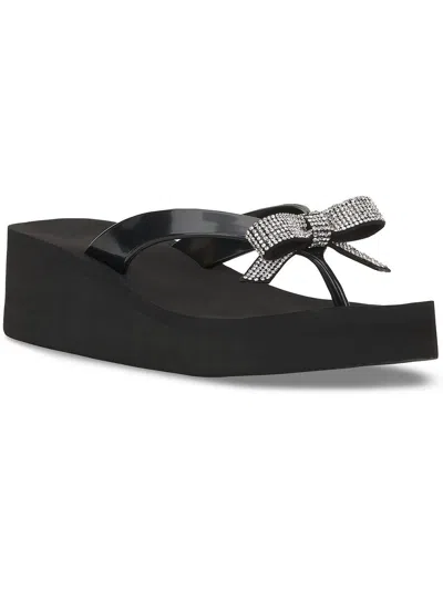 Inc Magentaf Womens Slip On Thong Wedge Sandals In Black