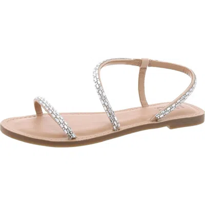 Inc Mahlah Womens Embellished Flat Slingback Sandals In Silver