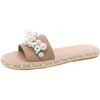 Inc Majorie Womens Faux Leather Flat Slide Sandals In Beige