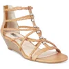 Inc Maker A Honey Womens Zipper Manmade Wedge Sandals In Gold