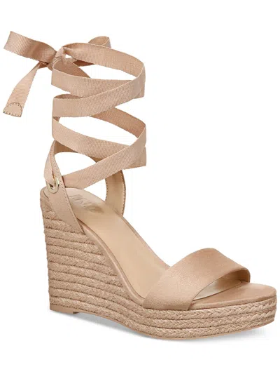 Inc Maxx Womens Faux Suede Open Toe Wedge Sandals In Beige