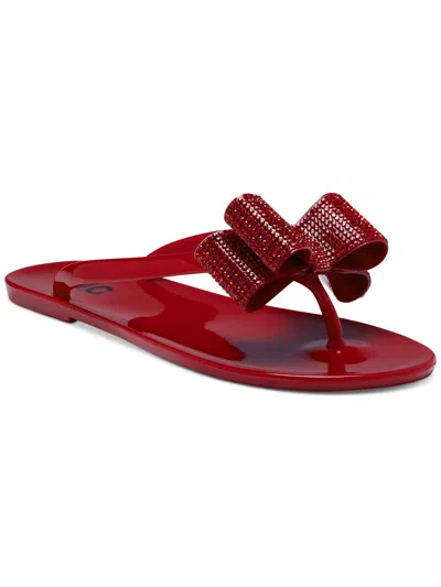Inc Medina Womens Embellished Slip On Flip-flops In Red