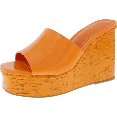 Inc Melinaa Womens Patent Peep-toe Platform Sandals In Orange