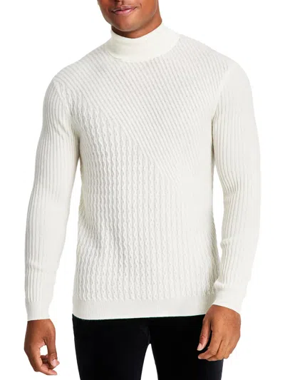 Inc Mens Cable Knit Wool Turtleneck Sweater In Beige