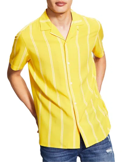 Inc Mens Collared Striped Button-down Shirt In Yellow