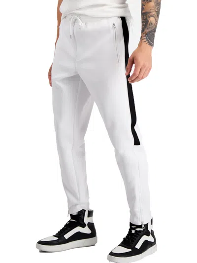 Inc Mens Contrast Trim High Rise Jogger Pants In White