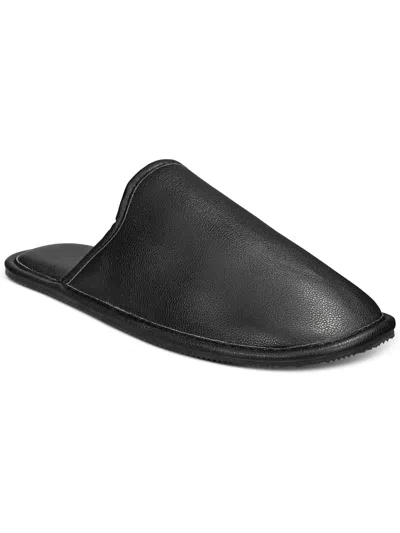 Inc Mens Faux Leather Slip On Slide Slippers In Black