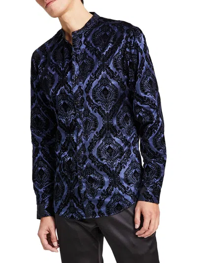 Inc Mens Flocked Baroque Button-down Shirt In Multi