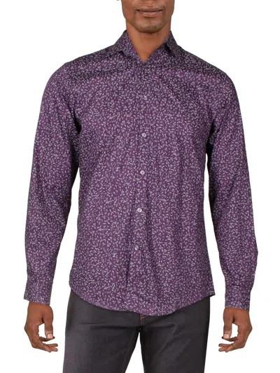 Inc Mens Floral Regular Fit Button-down Shirt In Purple