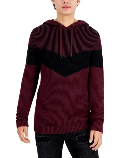 Inc Mens Hooded Stripes Hooded Sweater In Red