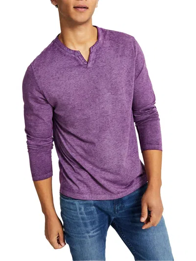 Inc Mens Slub Split Neck T-shirt In Purple