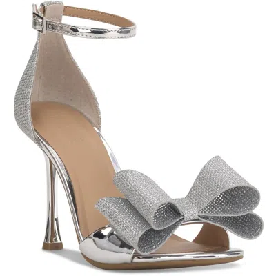 Inc Naasira Womens Glitter Bow Heels In Silver
