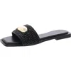 Inc Paramita Womens Square Open Toe Raffia Slide Sandals In Black