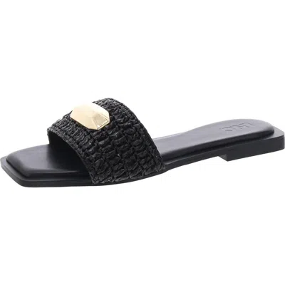 Inc Paramita Womens Square Open Toe Raffia Slide Sandals In Black