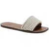 Inc Pelle Womens Embellished Faux Leather Slide Sandals In Beige