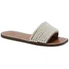 Inc Pelle Womens Embellished Faux Leather Slide Sandals In Beige