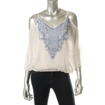 Inc Petites Womens Sheer Beaded Blouse In Multi
