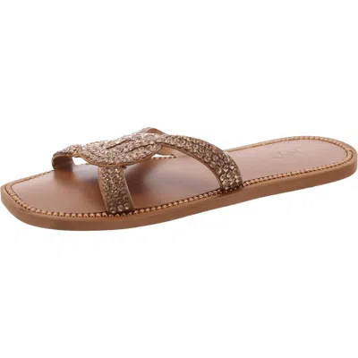 Inc Peytonn Womens Faux Leather Rhinestone Flip-flops In Multi