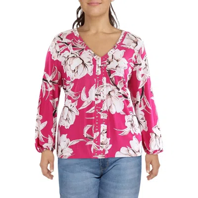 Inc Plus Womens Floral Print Polyester Blouse