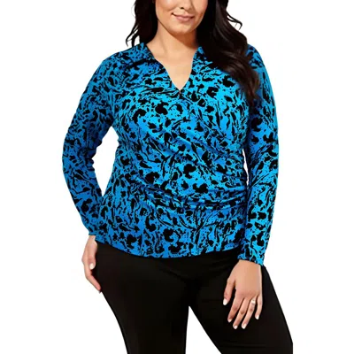 Inc Plus Womens Printed Polyester Wrap Top