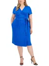 Inc Plus Womens Solid Polyester Wrap Dress In Multi