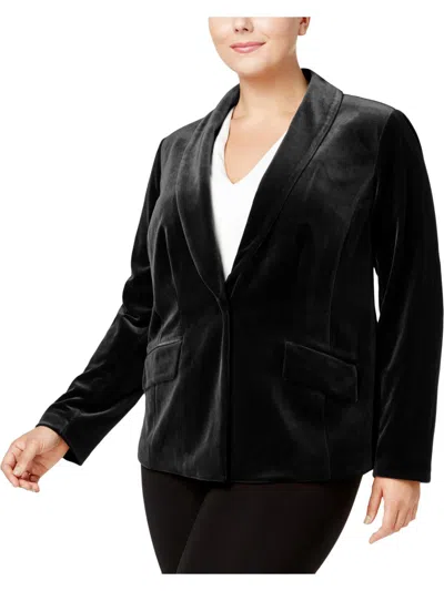 Inc Plus Womens Velvet Shawl Collar One-button Blazer In Black