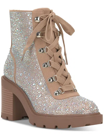 Inc Shada Womens Embellished Textured Combat & Lace-up Boots In Multi
