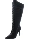 Inc Siggle Womens Patent Puffer Knee-high Boots In Black