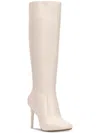 Inc Vide Womens Faux Leather Zipper Knee-high Boots In White