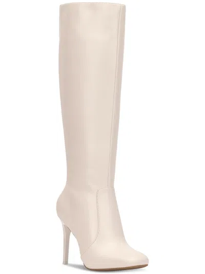 Inc Vide Womens Faux Leather Zipper Knee-high Boots In White