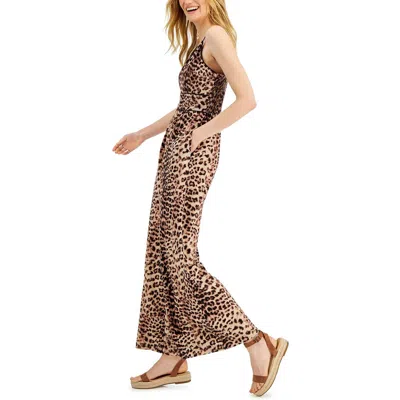 Inc Womens Animal Print Wide Leg Jumpsuit In Multi