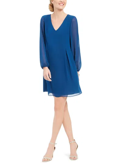 Inc Womens Bow-back Knee Length Shift Dress In Blue