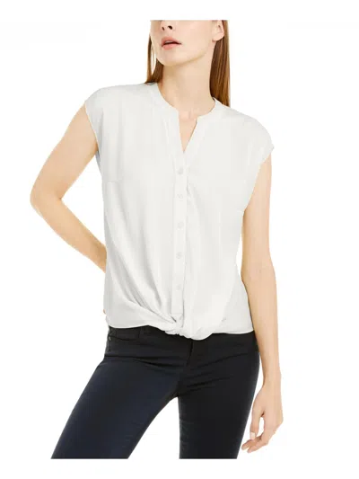Inc Womens Chiffon Cap Sleeves Button-down Top In Multi